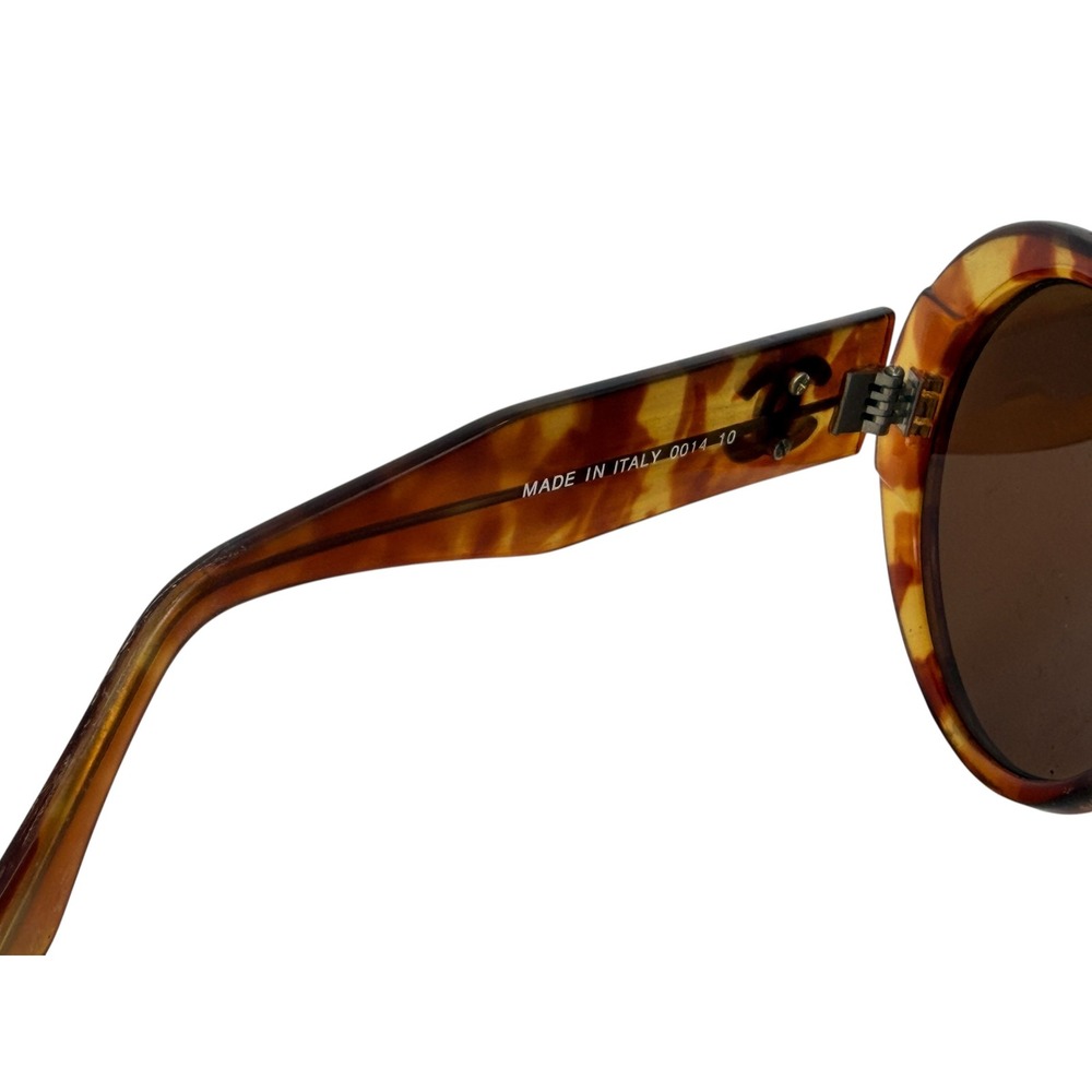 Chanel Vintage Oversized Round Tortoise Shell Sunglasses CC Logo 0014 10 Italy - Picture 6 of 8